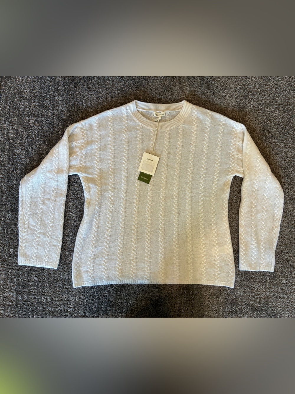 Cable Stitch Crewneck Sweater - Cream